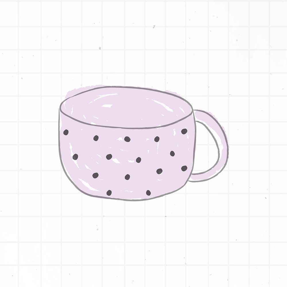 Polka dot pastel cup doodle style vector