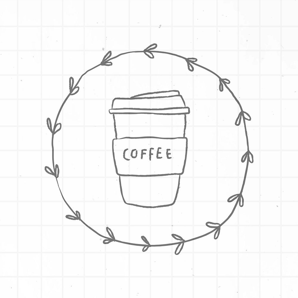 Coffee shop badge doodle style vector