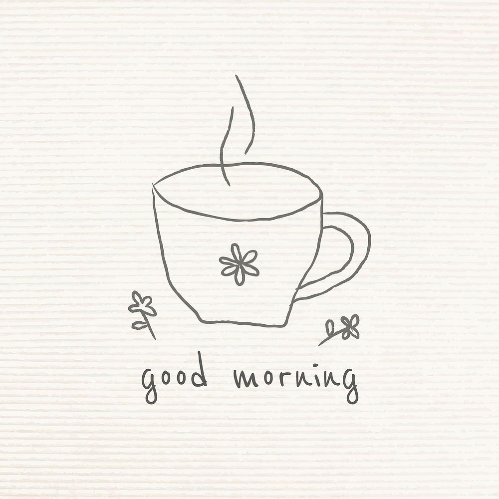 Good morning cute coffee cup doodle style journal vector