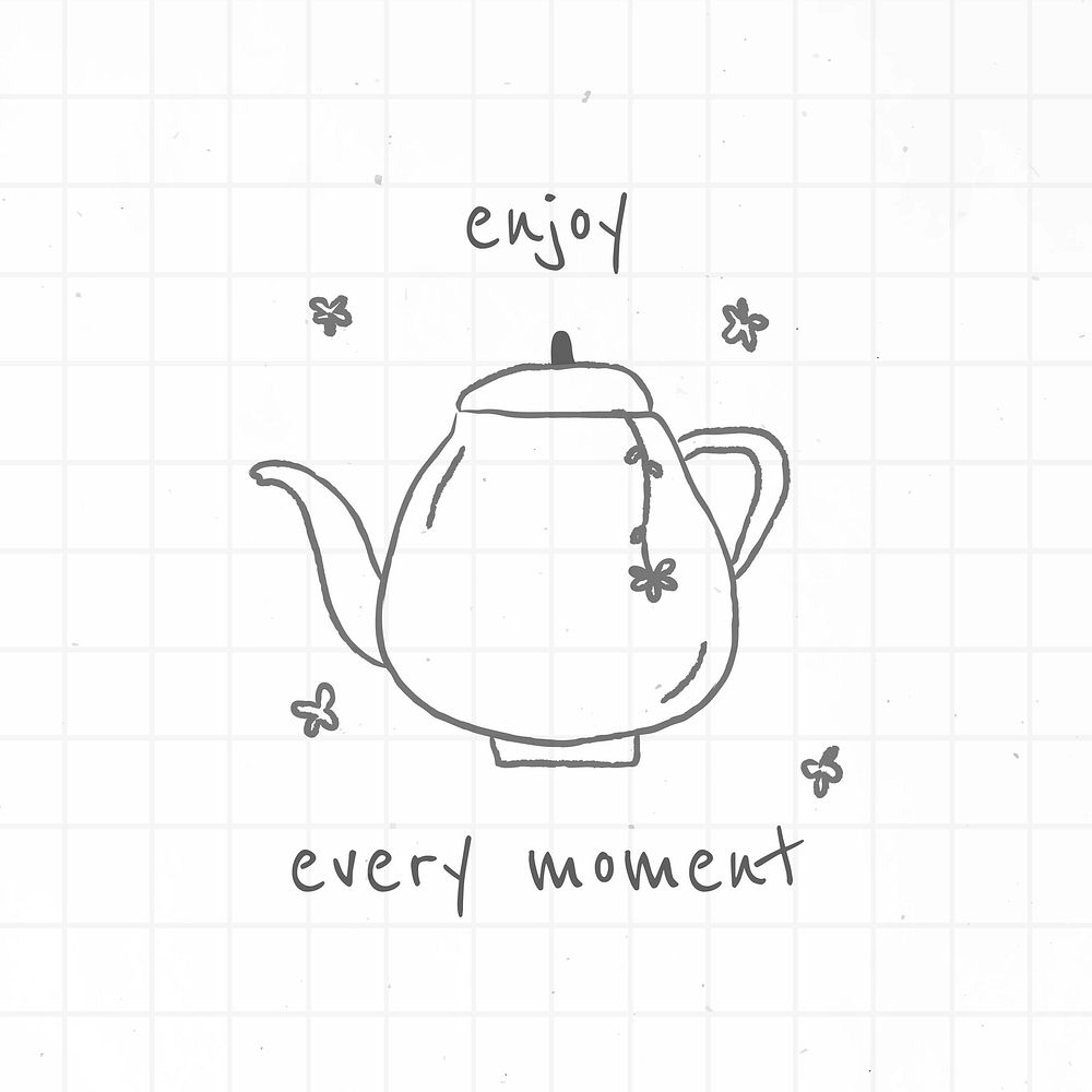 Coffee pot doodle journal sticker vector