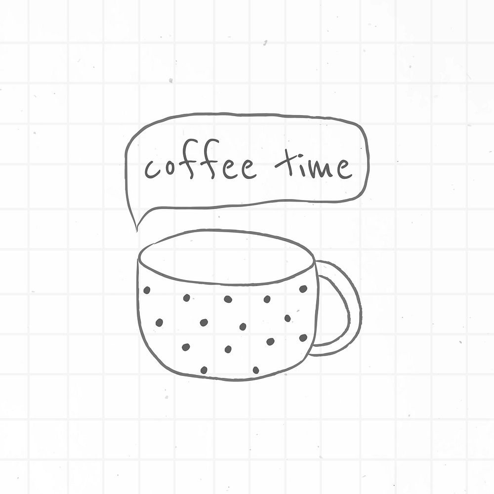 Cute polka dot coffee cup doodle style journal vector