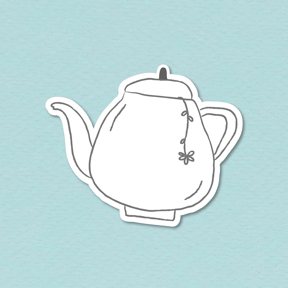 Coffee pot doodle journal sticker vector