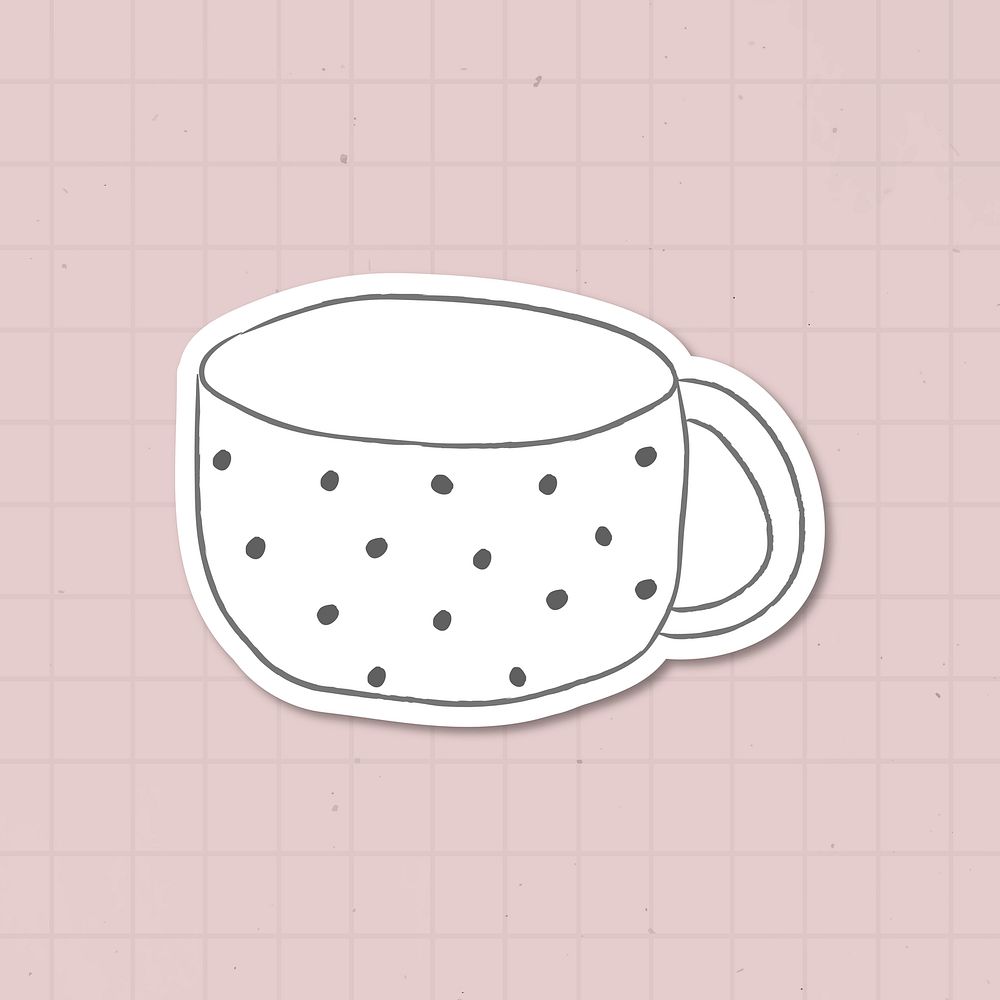 Cute polka dot coffee cup doodle style journal vector