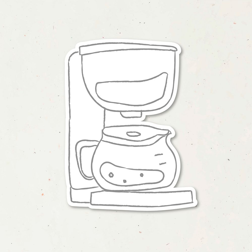 Coffee maker doodle journal sticker vector
