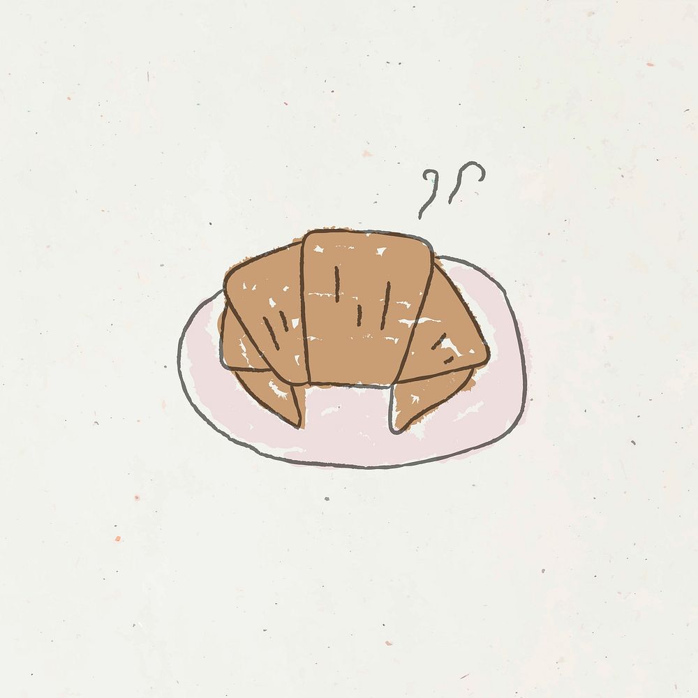 Freshly baked croissant doodle style vector