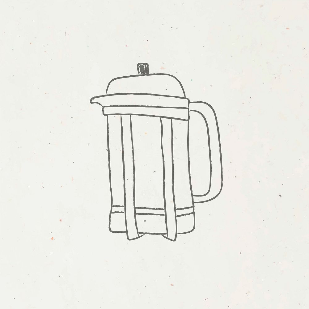 Doodle style french press pot vector
