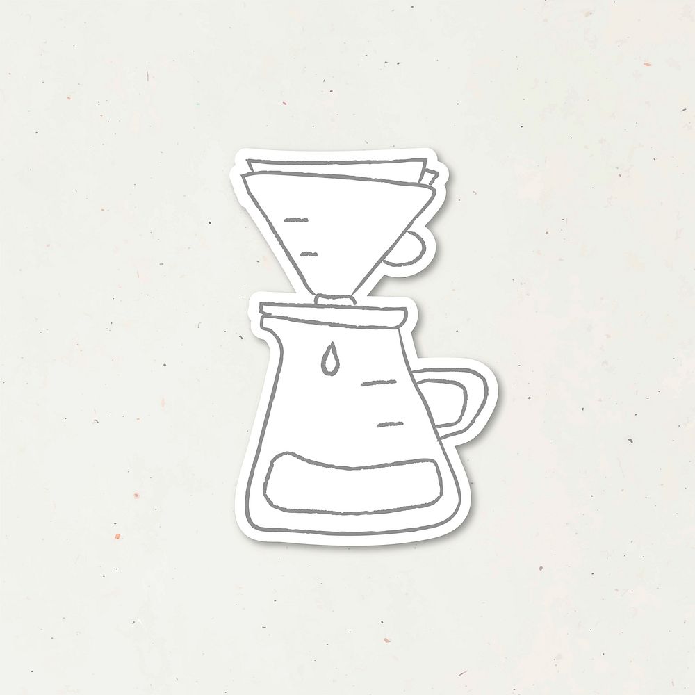 Drip coffee doodle journal sticker vector