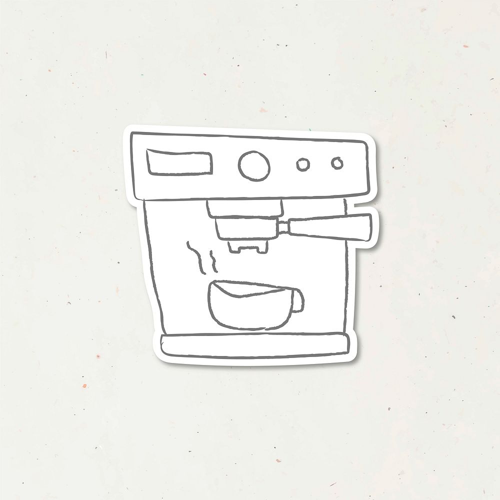 Coffee machine doodle journal sticker vector