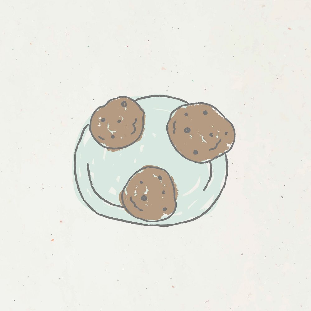Cute chocolate chip cookie doodle style vector