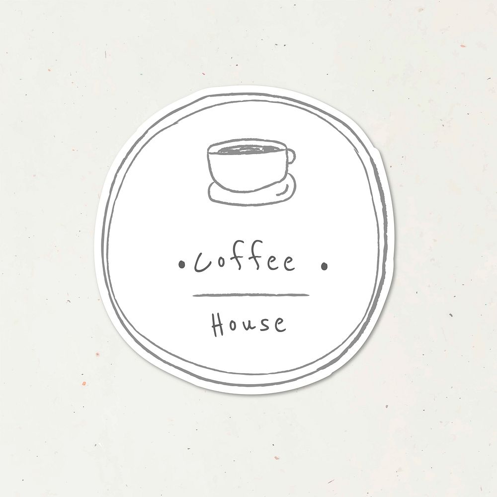Coffee house badge doodle style journal vector
