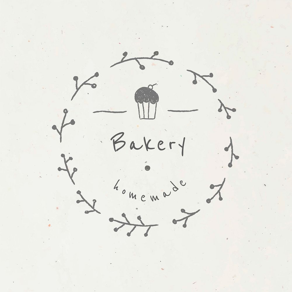 Bakery shop badge doodle style vector