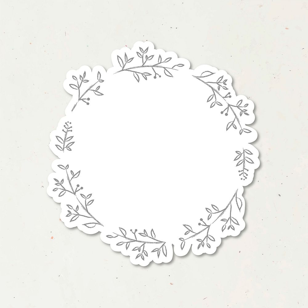 Leafy doodle journal sticker design element vector