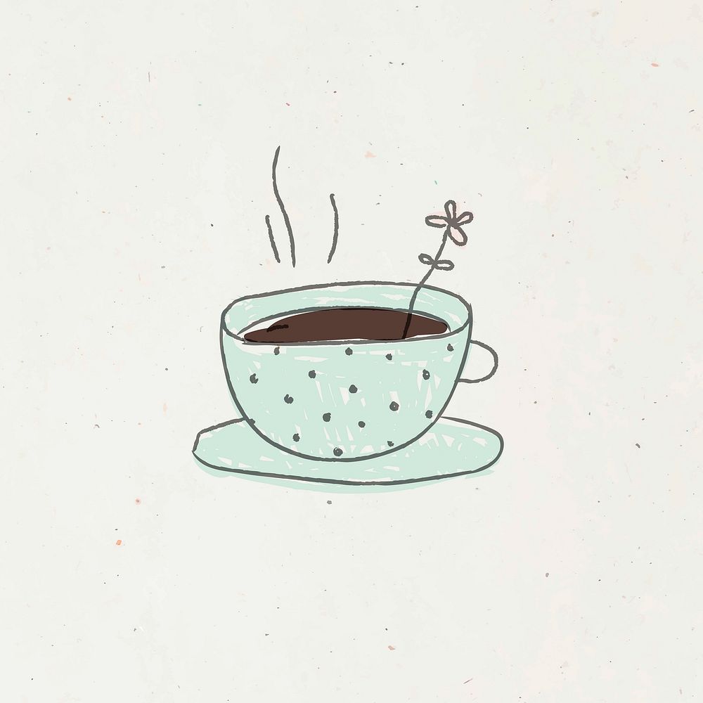 Green polka dot coffee cup doodle style vector
