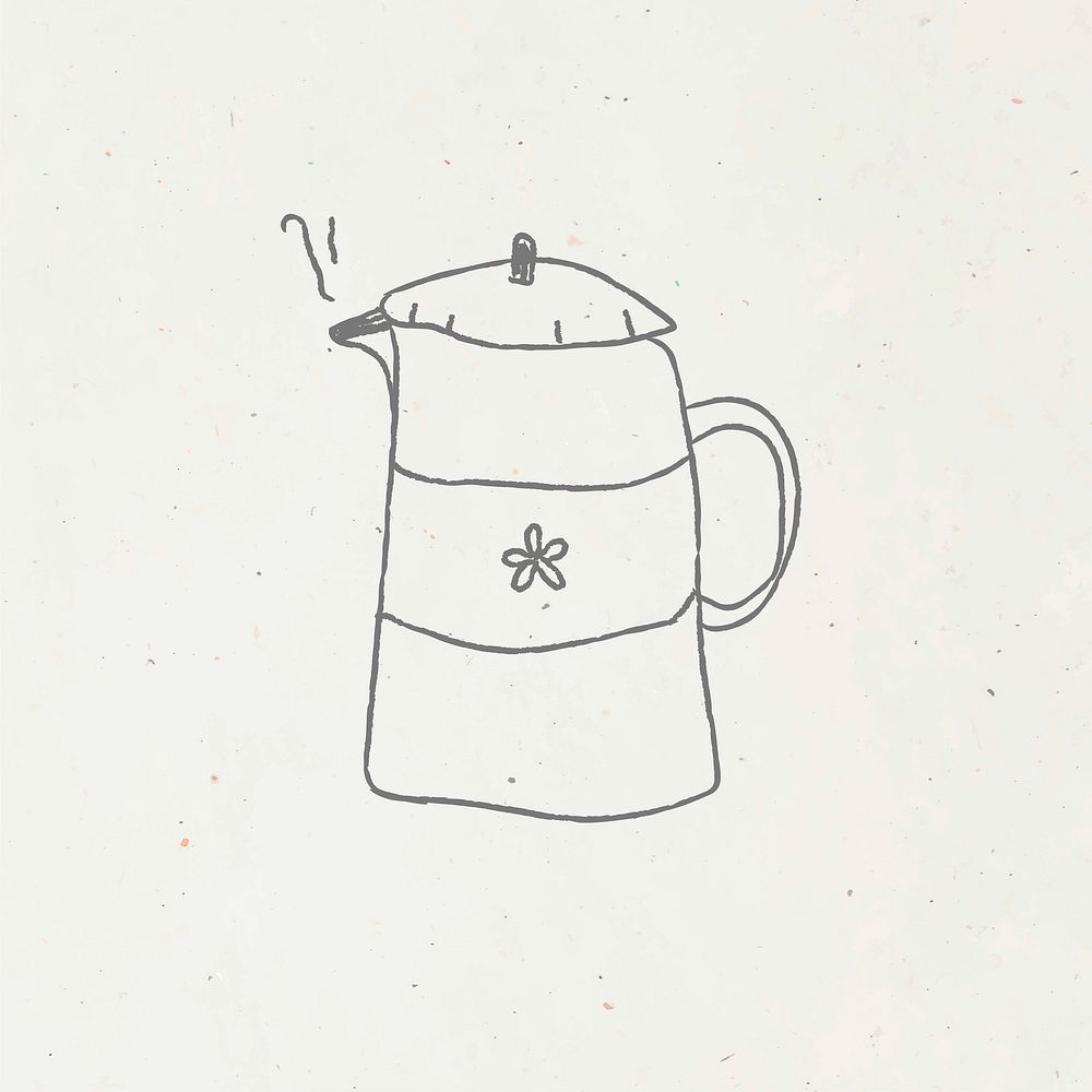 Cute kettle doodle style vector