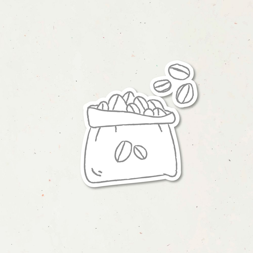Coffee beans doodle journal sticker vector