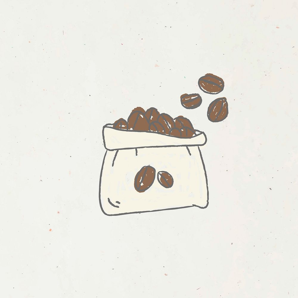 Doodle coffee beans in a bag vector