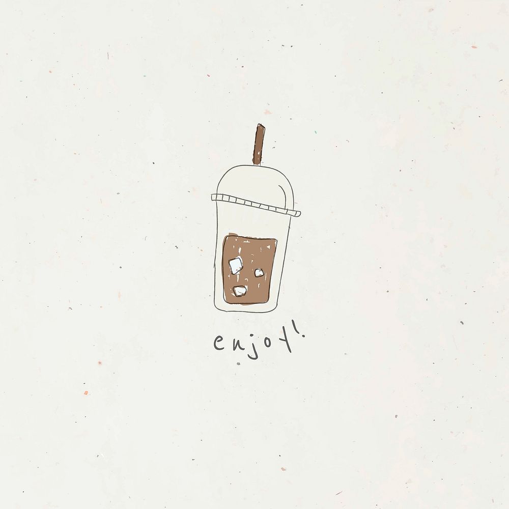 Ice coffee doodle style vector