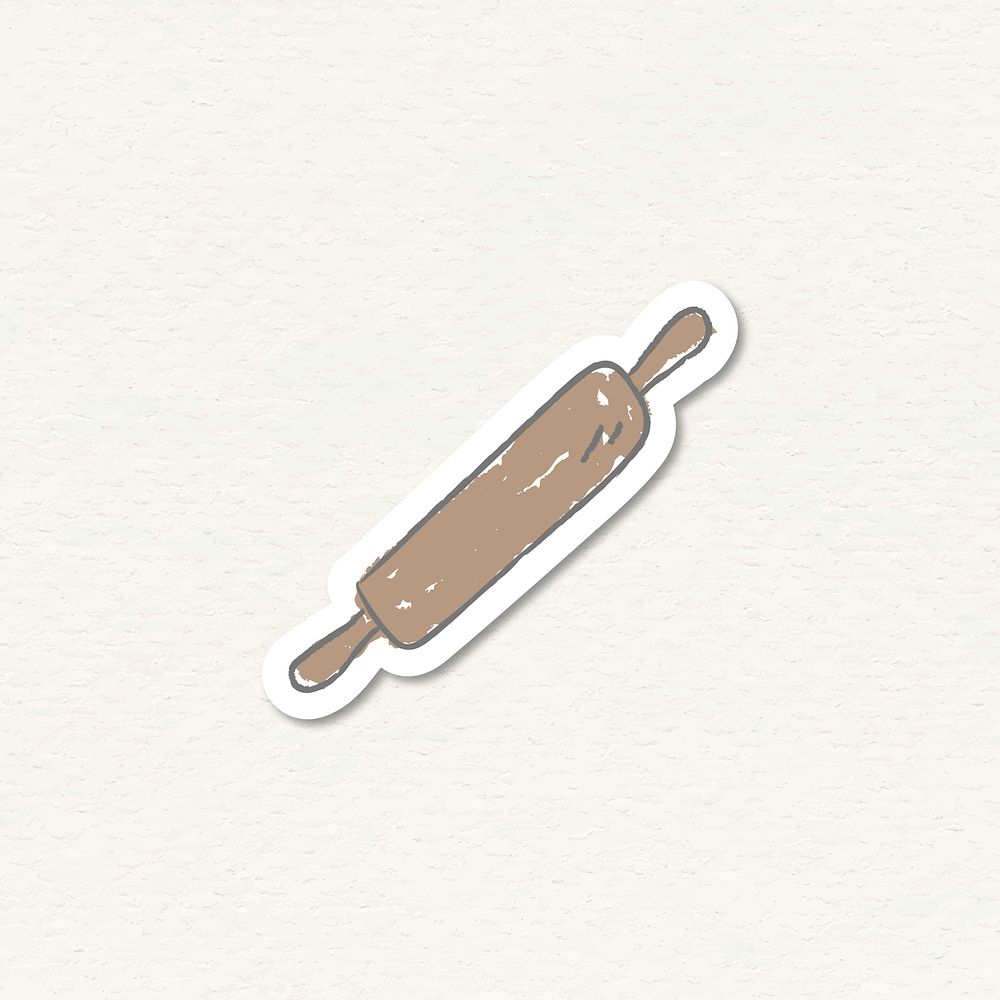 Doodle rolling pin sticker vector