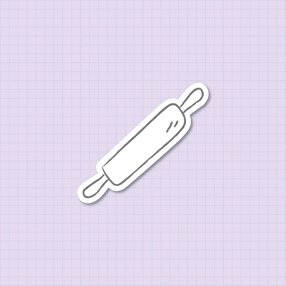 Doodle rolling pin sticker design resource vector