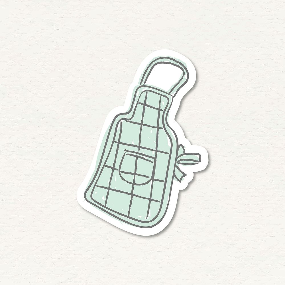 Doodle chef cloth apron sticker vector