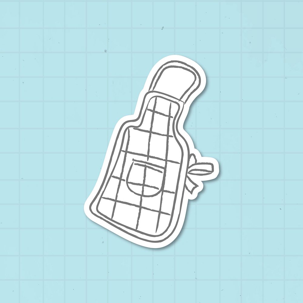 Doodle chef cloth apron sticker vector