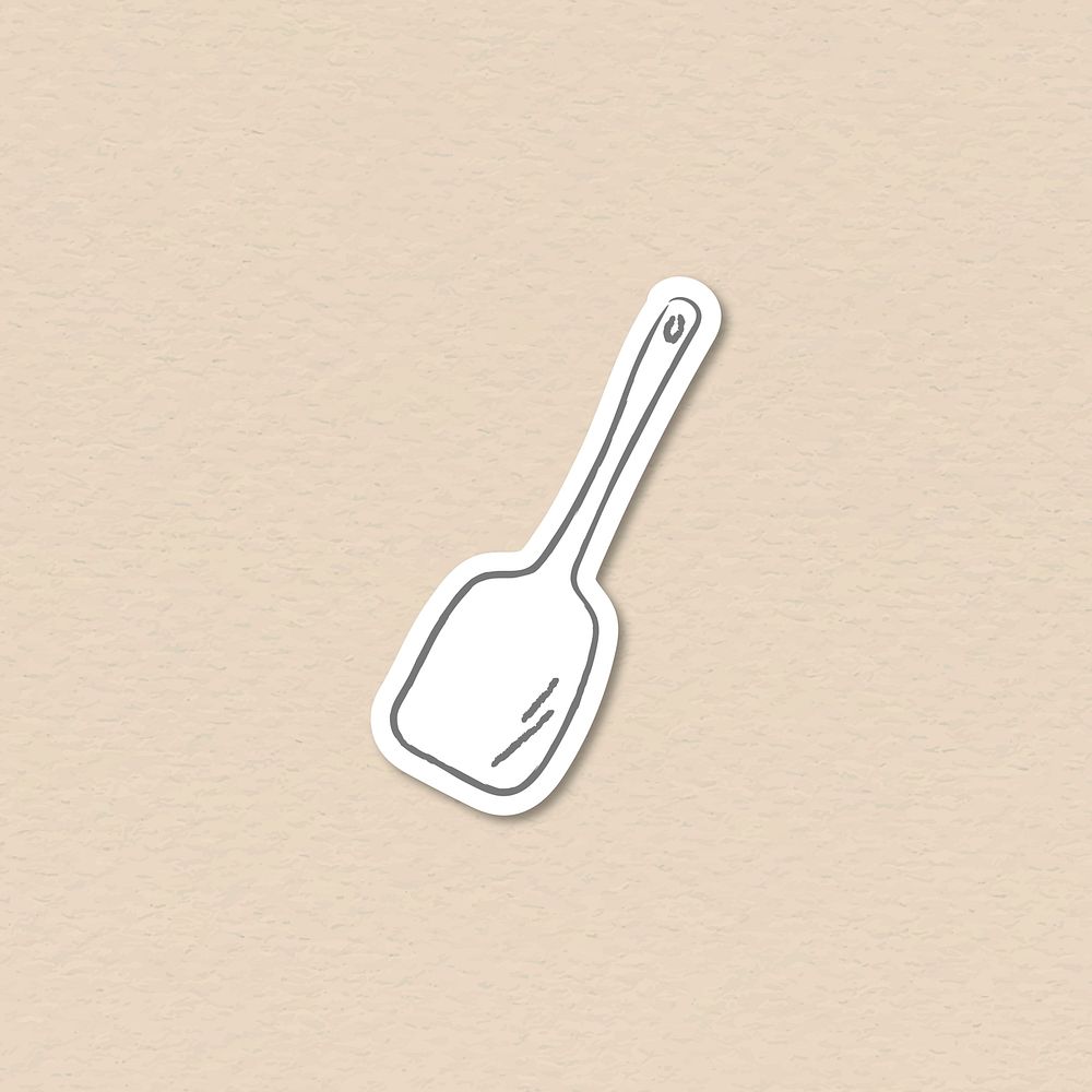 Wooden kitchen spatula sticker vector