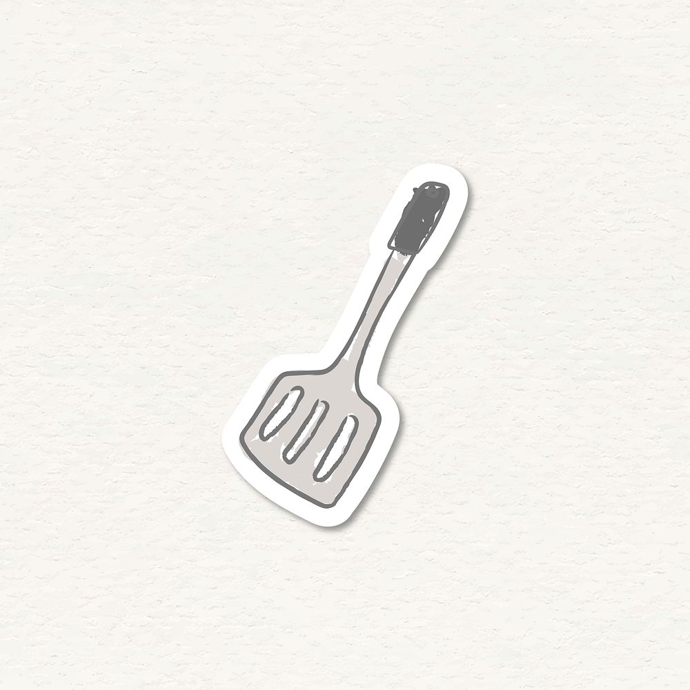 Doodle kitchen spatula sticker vector