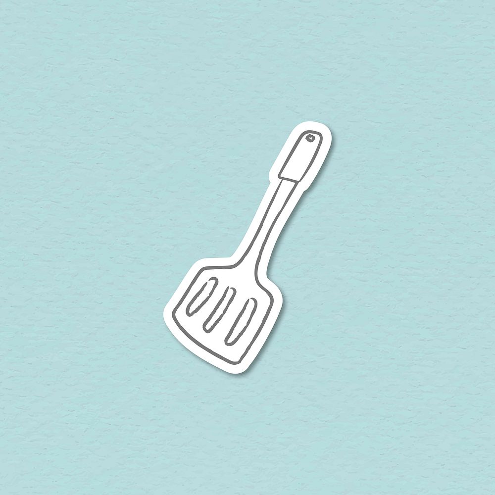 Doodle kitchen spatula sticker vector