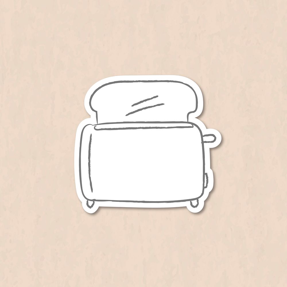 Doodle bread toaster sticker design resource vector