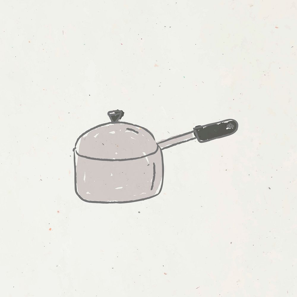 Doodle stainless steel saucepan vector