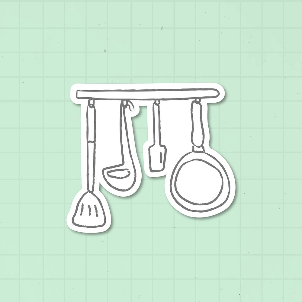 Doodle kitchenware equipment sticker vector