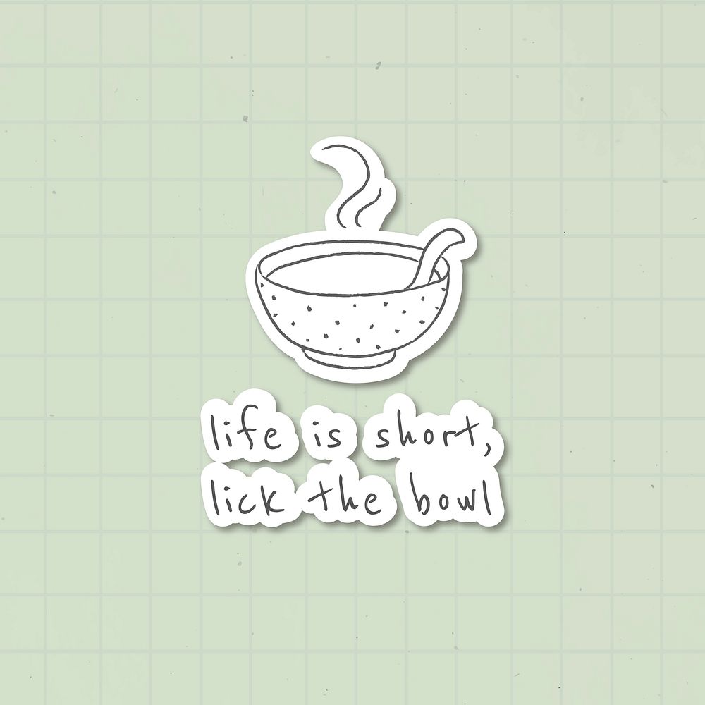 Doodle soup bowl sticker vector