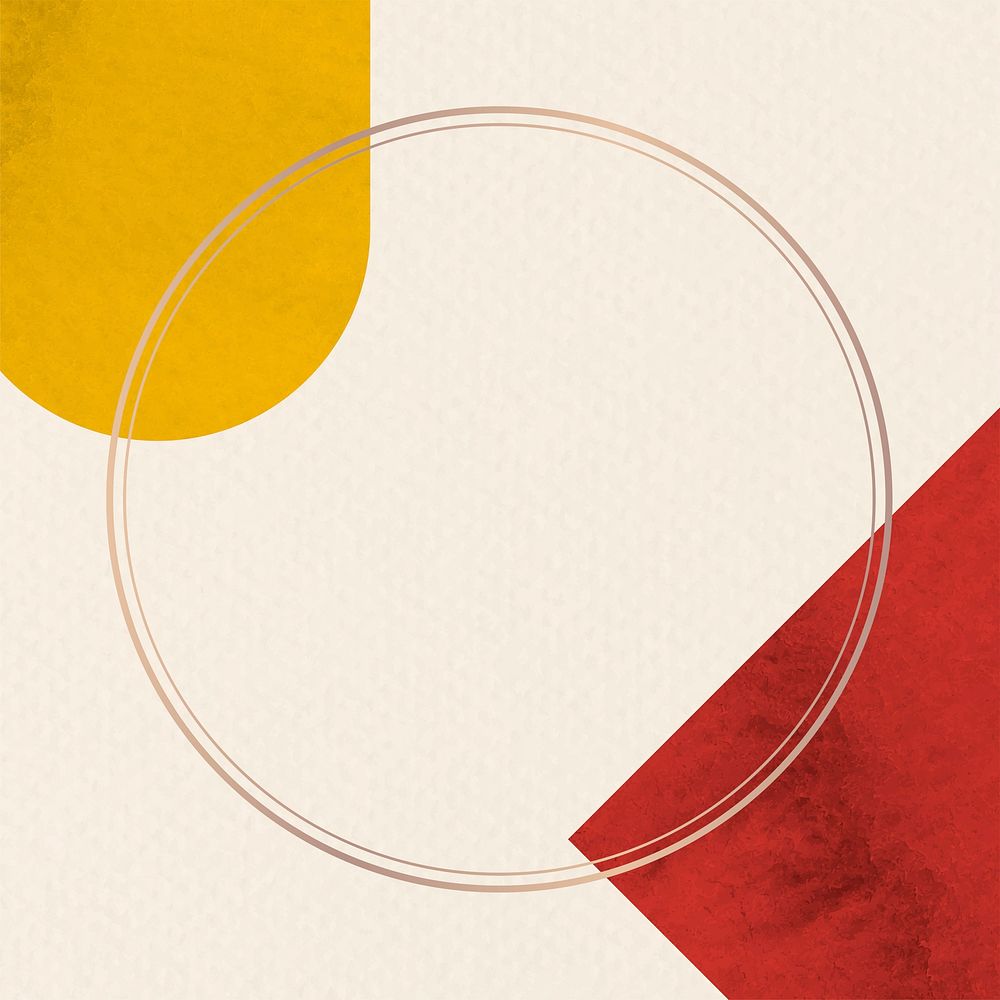 Abstract gold round frame psd on red