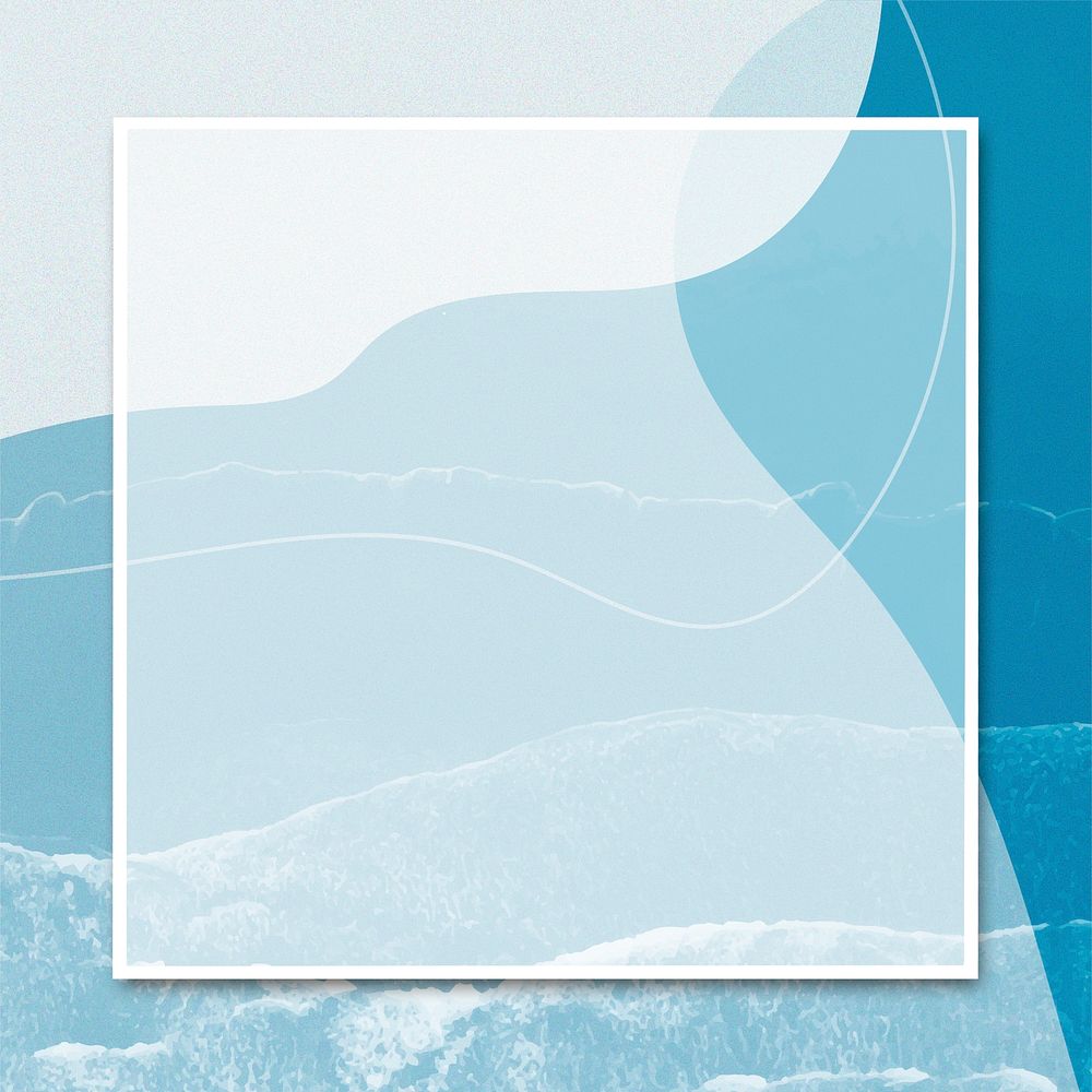 Abstract blue blank psd frame square design space