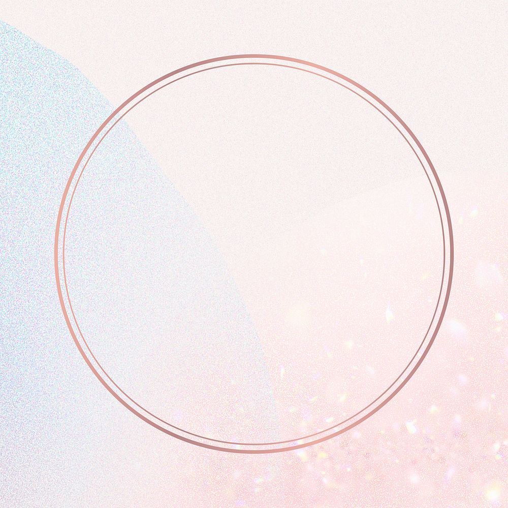Rose gold round frame psd on abstract pastel illustration