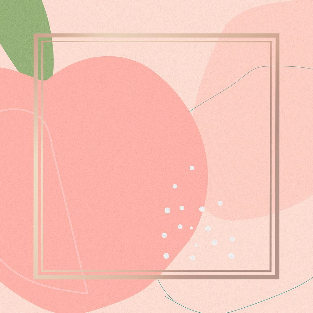 Gold square frame psd peach on pink illustration
