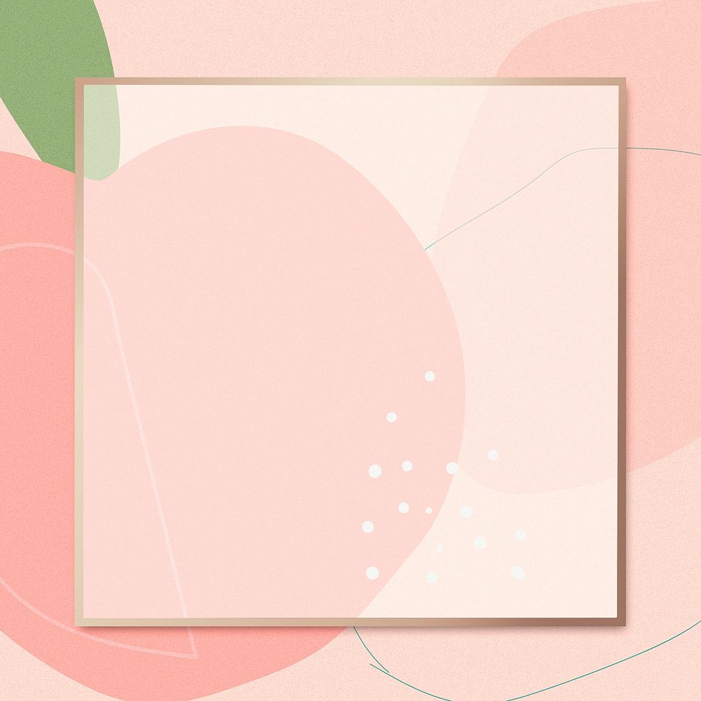 Gold square frame psd peach on pink illustration