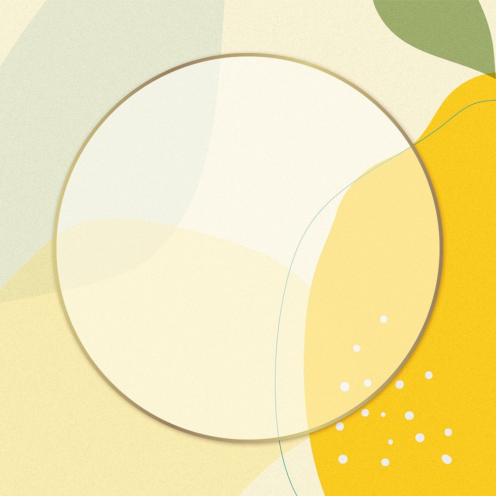 Round frame with a lemon on yellow illustration