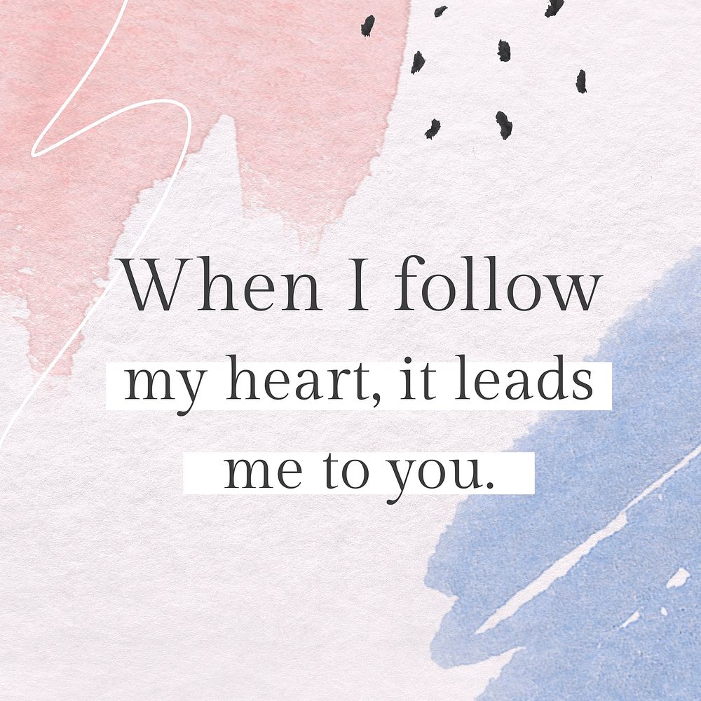 When i follow my heart, it leads me to you watercolor Memphis patterned social template vector