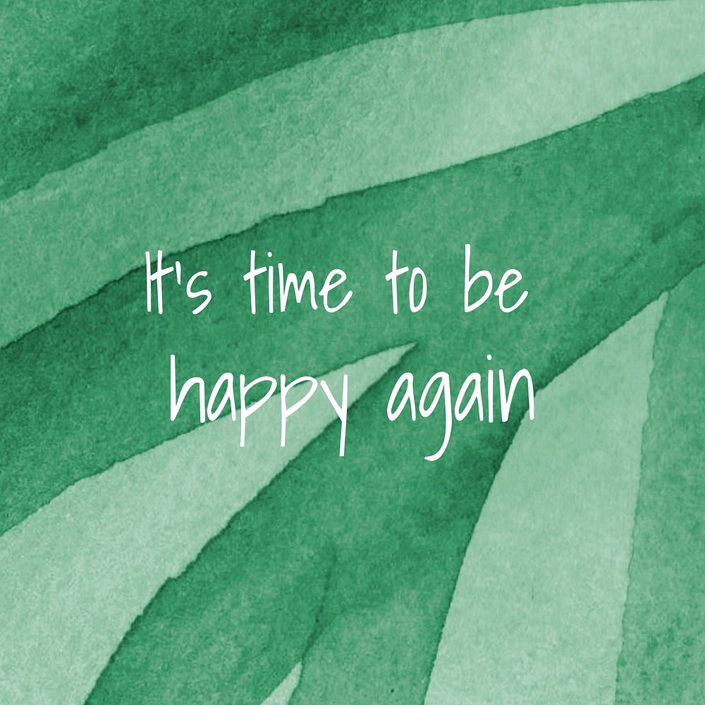 It's time to be happy again watercolor Memphis patterned social template vector
