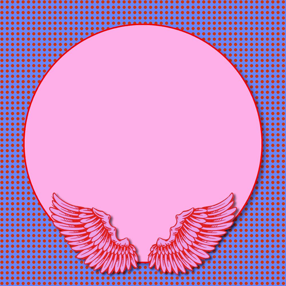 Pink wings round frame design resource