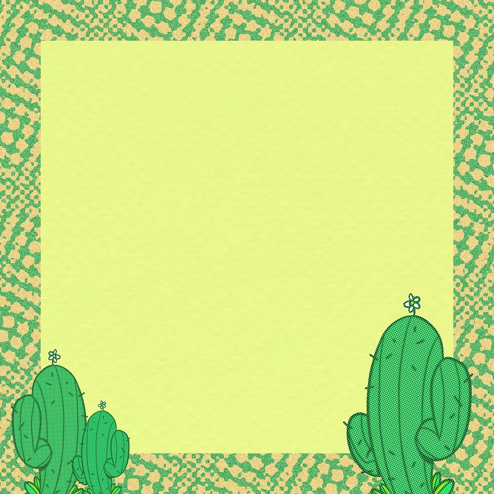 Green natural cactus square frame design resource