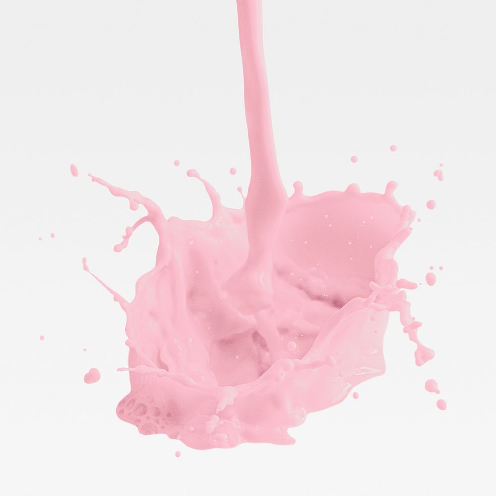 Fresh strawberry milk splashing design resource