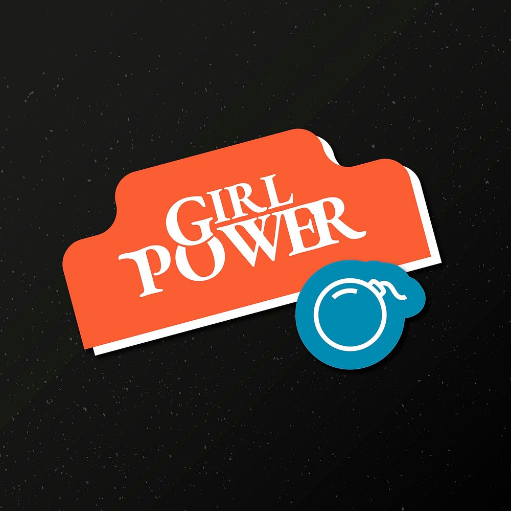 Vector girl power word colorful vintage badge sticker