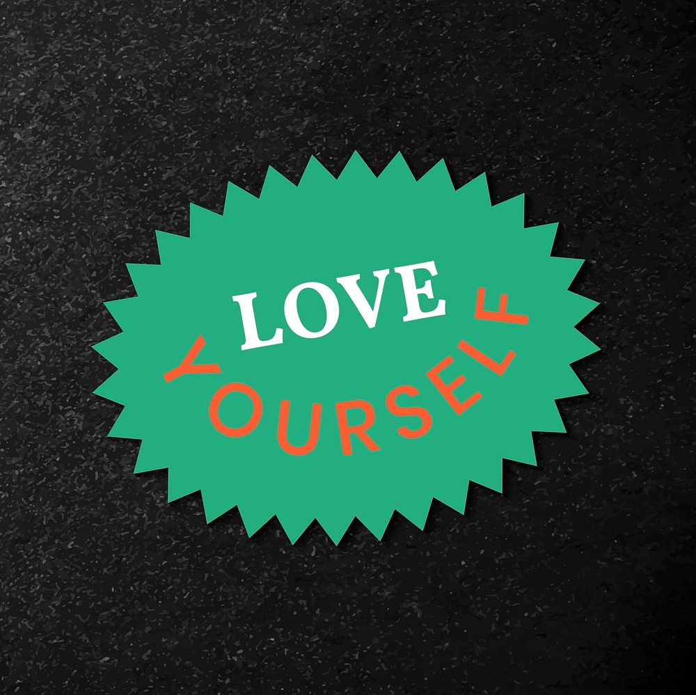 Vector love yourself word colorful vintage badge sticker