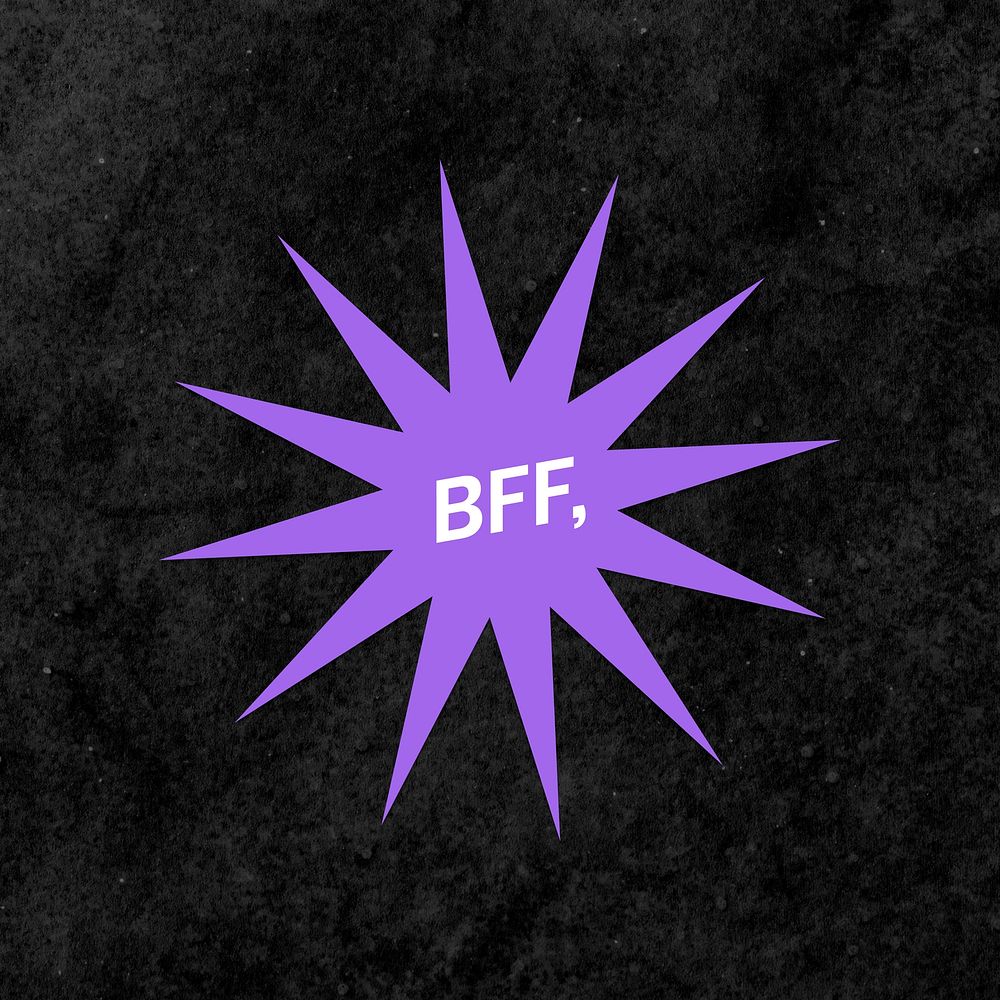 Psd BFF, word colorful vintage sticker spiky shape