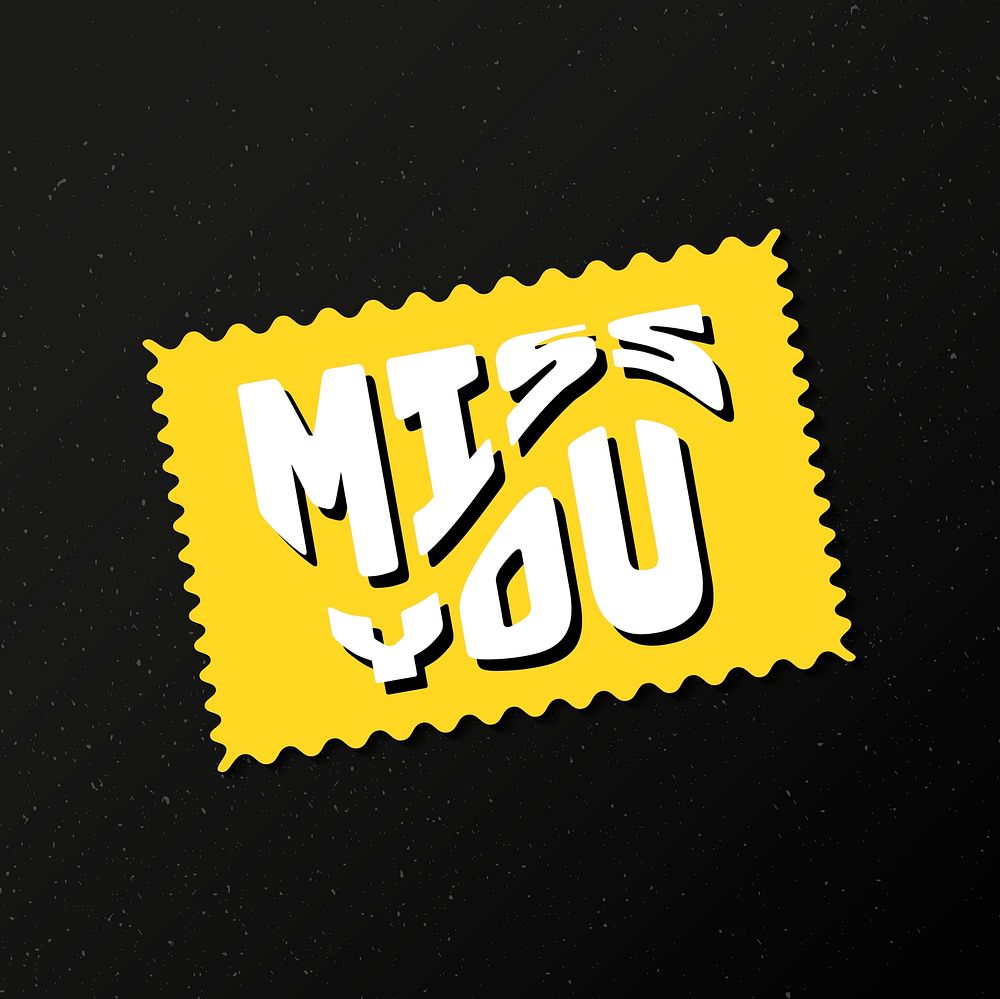 Miss you word colorful retro sticker