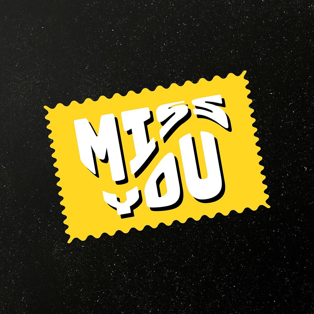 Psd miss you word colorful vintage sticker