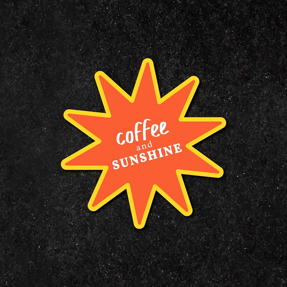 Coffee and sunshine word colorful retro sticker