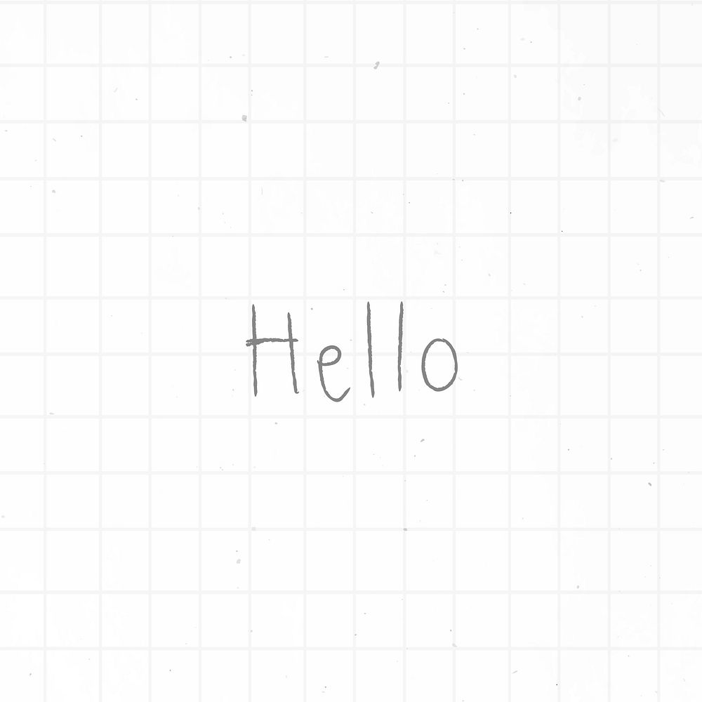 Hello greetings typography on a grid paper vector